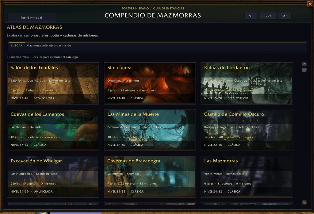 Compendio de mazmorras del addon